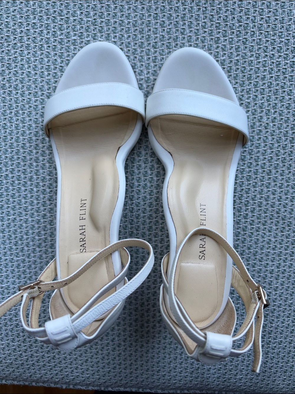 Sarah Flint White Open-Toe Ankle-Strap Sandals Size 37.5